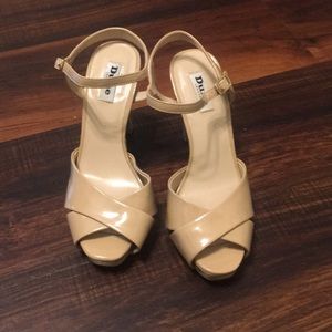 Patent leather ankle strap heels